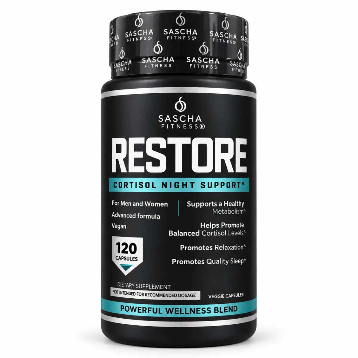 RESTORE Cortisol Night Support Sascha Fitness Sin sabor — Tu Punto Fitness Valencia, Venezuela
