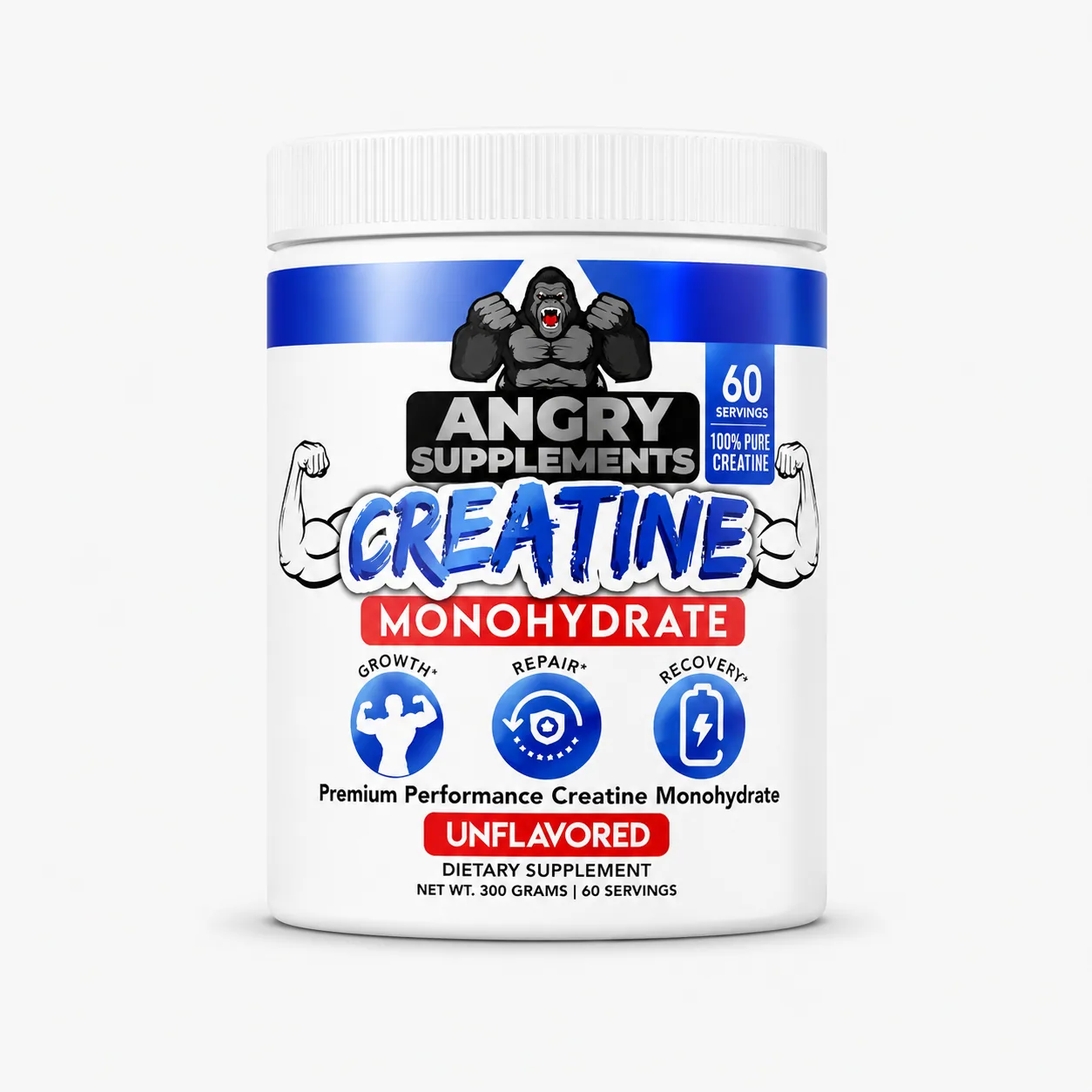 Creatine Monohydrate Angry Supplements Unflavored — Tu Punto Fitness Valencia, Venezuela