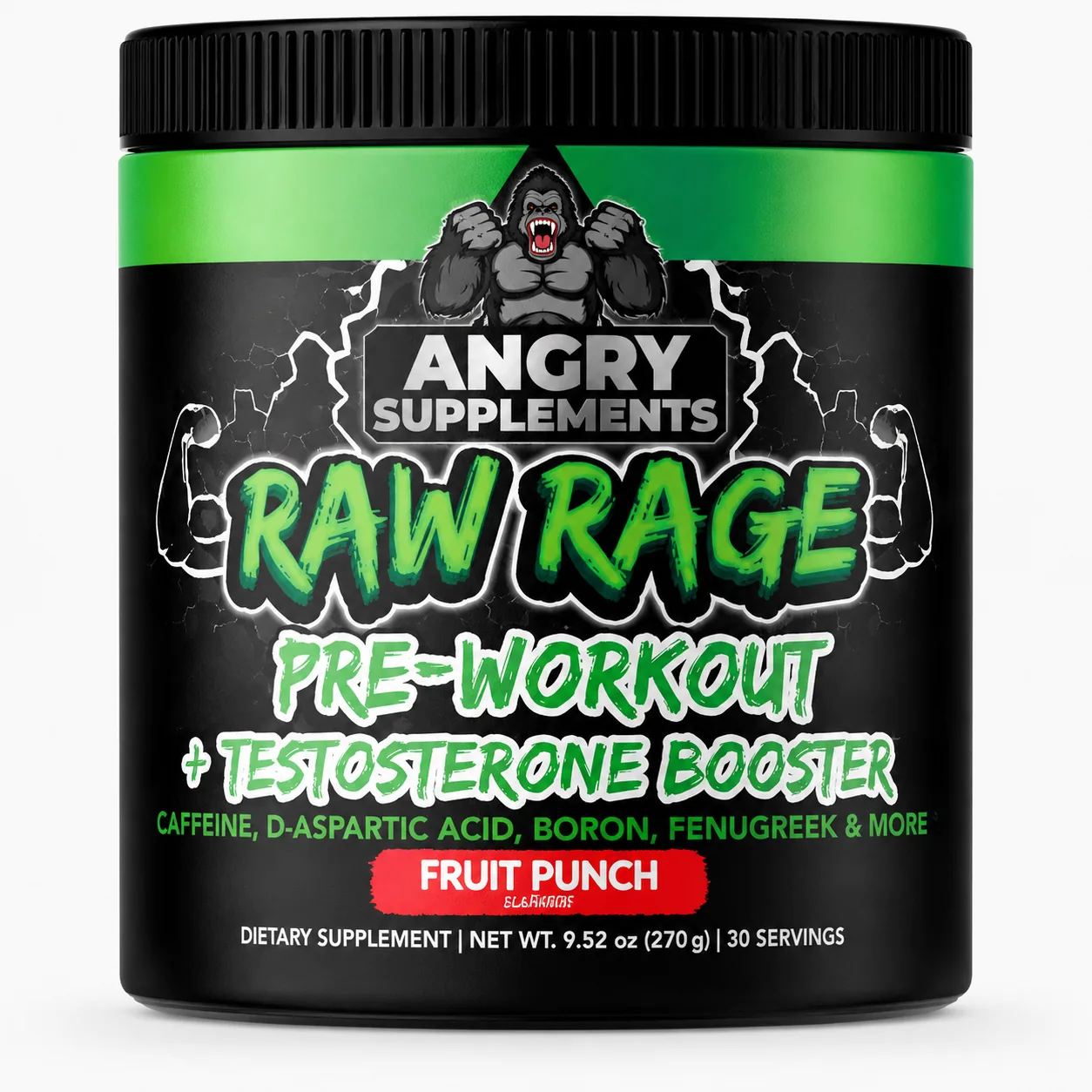 Raw Rage Pre-Workout + Testosterone Booster Angry Supplements Fruit Punch — Tu Punto Fitness Valencia, Venezuela