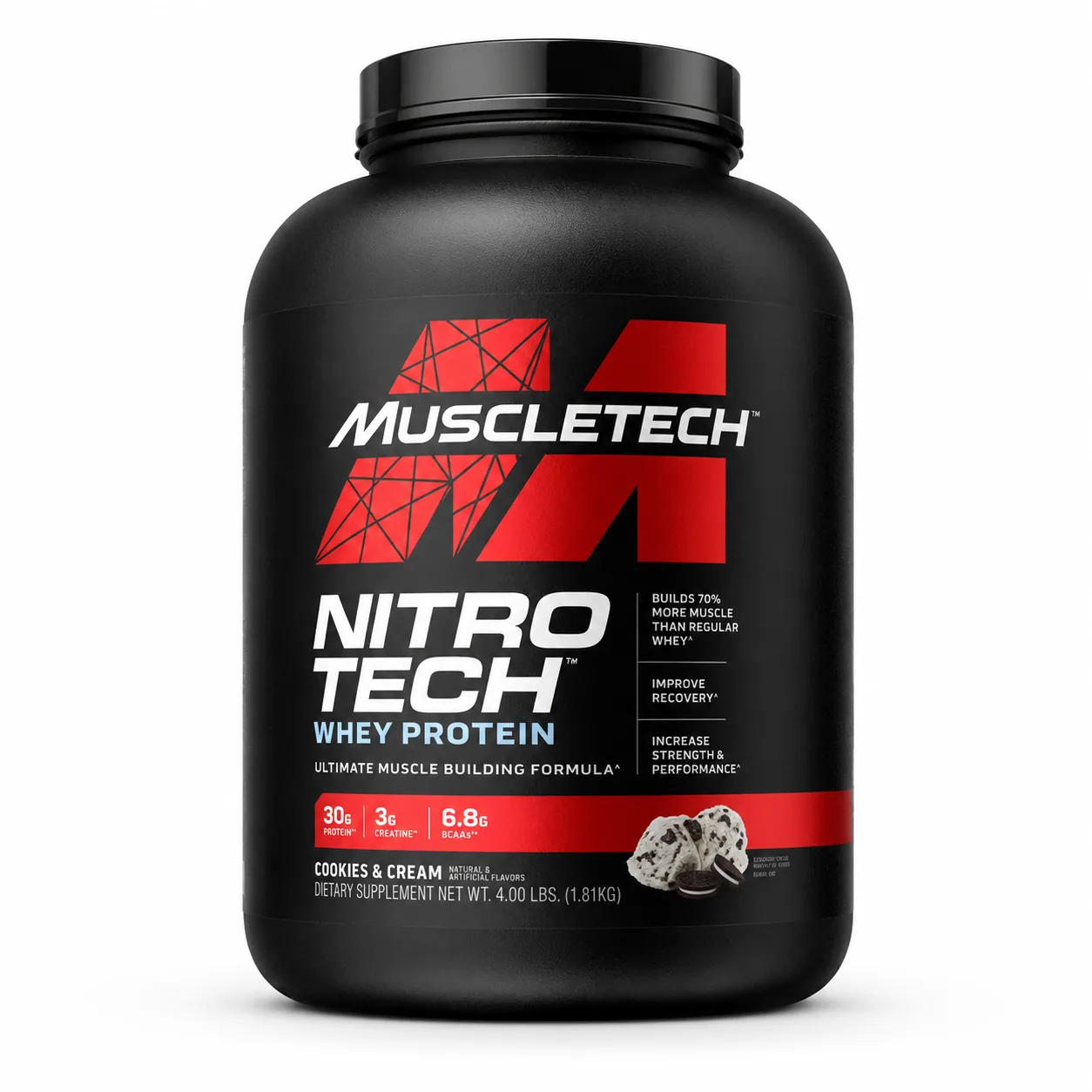 Nitro Tech Whey Protein MuscleTech Cookies and Cream — Tu Punto Fitness Valencia, Venezuela