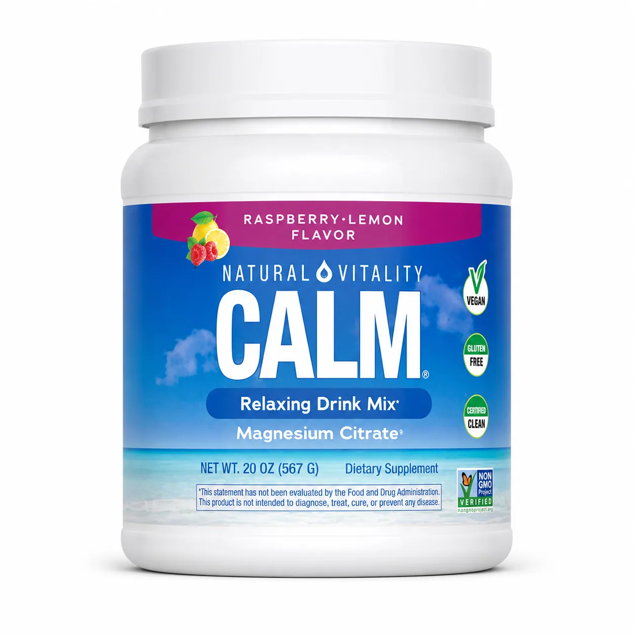 Calm Magnesium Citrate (Raspberry-Lemon) Natural Vitality — Tu Punto Fitness Valencia, Venezuela